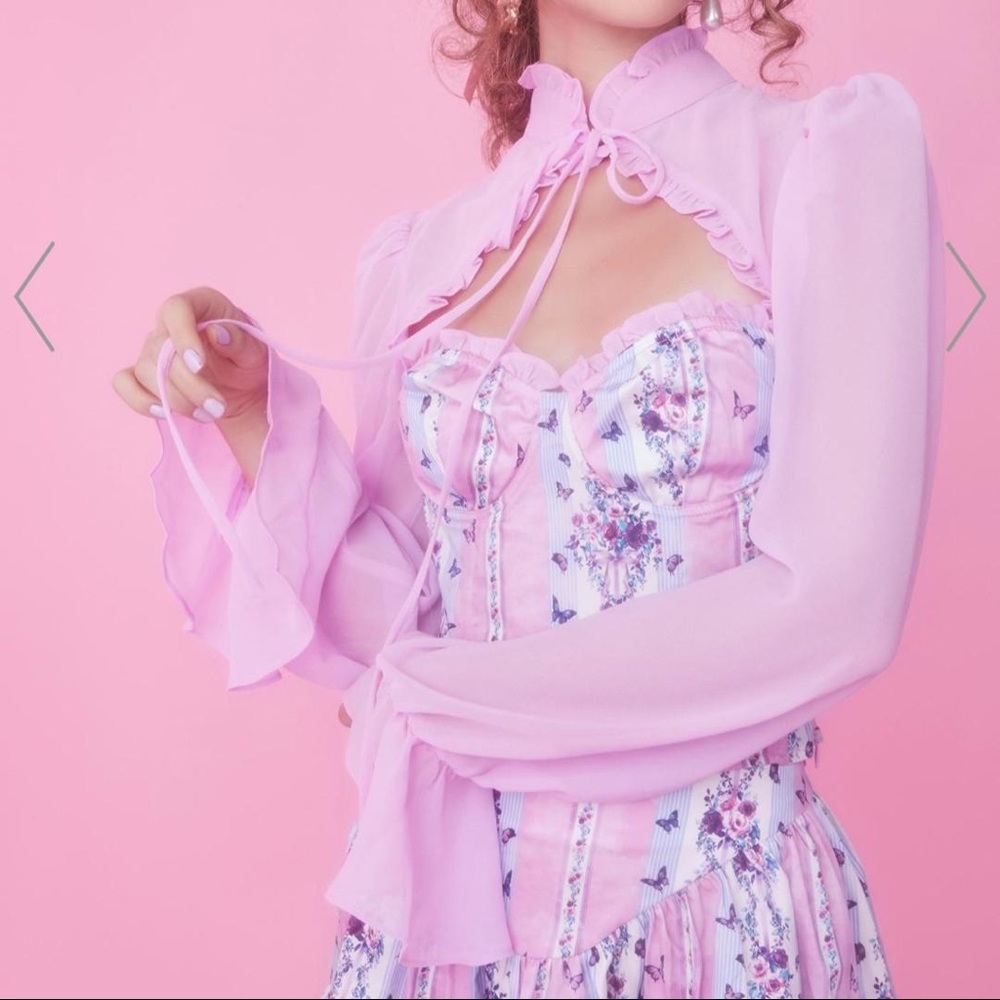 Dolls Kill Sugar Thrillz Tallest Tower High Collar Bustier Long Sleeve Top L